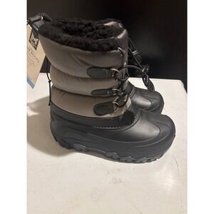 Member's Mark Kids Snow Boots Grey Black Waterproof Winter Boots Size 13/1 NEW
